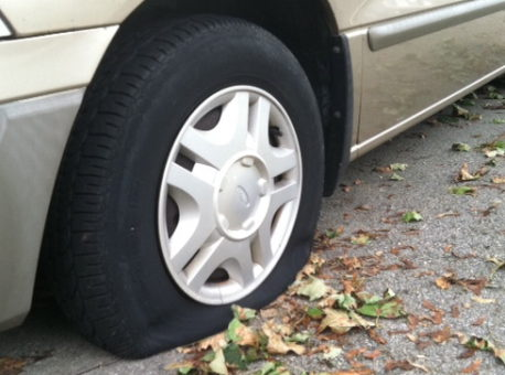 a deflated car tire