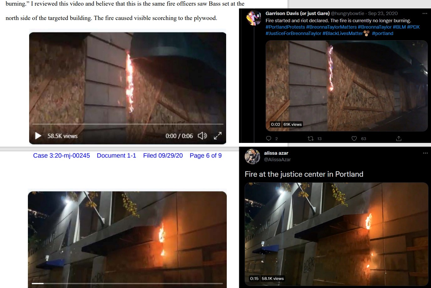 proof alissa azar and former DSA member Garrison Davis filmed video used by the state to prosecute Cyan Bass for arson